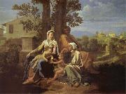 Nicolas Poussin The Sacred Family in a landscape painting
